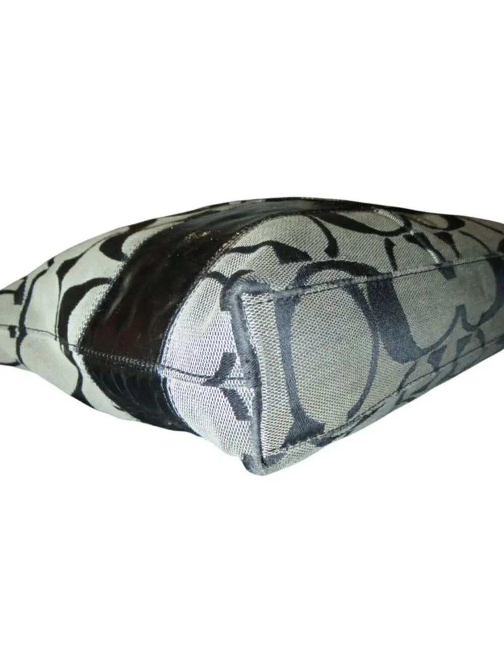 Coach 2008 Cursive Creed Limited Edition Signature Stripe Canvas & Leather Tote - Picture 6 of 9